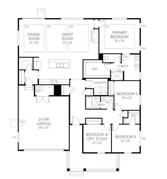 2D floor plan layout for the Riverbend - 60' Homesites by Dream Finders Homes in Farmstead, Berthoud, CO (Image 3).