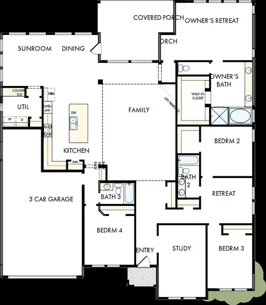 2D floor plan layout of this home in Monterra - Classics, Fate, TX (Image 3).