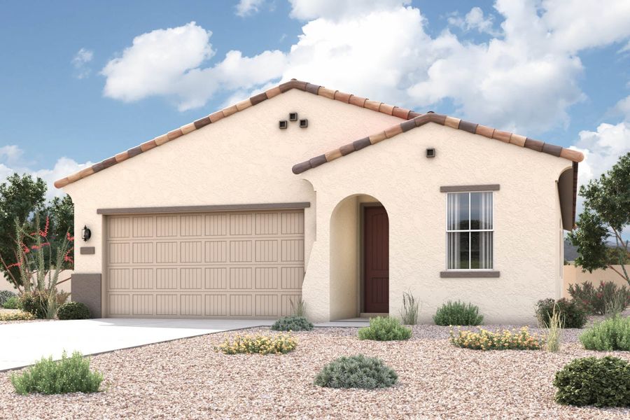 New Home classic modern exterior elevation rendering of 1 story 3-bedroom floor plan in Maricopa AZ USDA Loan VA Loan Eligible Near 347 with community amenities near park New Home classic modern exterior elevation rendering of 1 story 3-bedroom floor plan in Maricopa AZ USDA Loan VA Loan Eligible Near 347 with community amenities near park