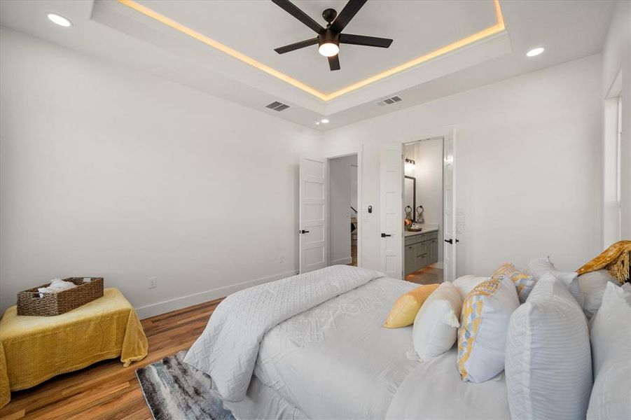 Primary suite with trey ceuling & LED lighting