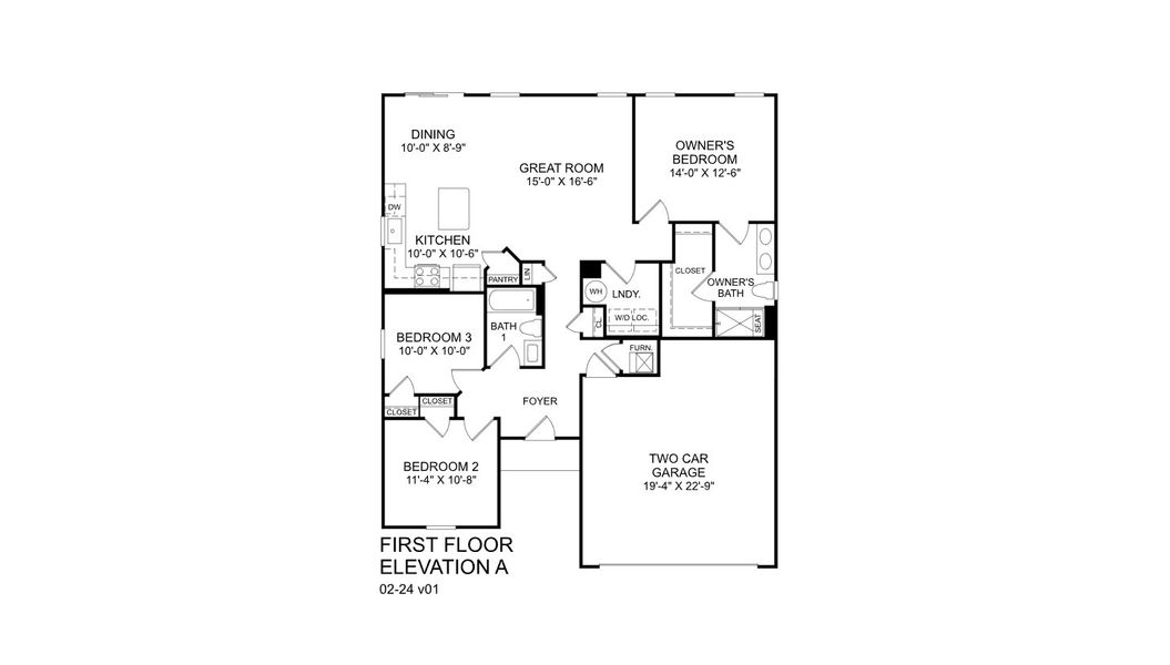2D floor plan layout for the Grand Bahama by Ryan Homes in Beacon Point at New Hampstead, Savannah, GA (Image 2).
