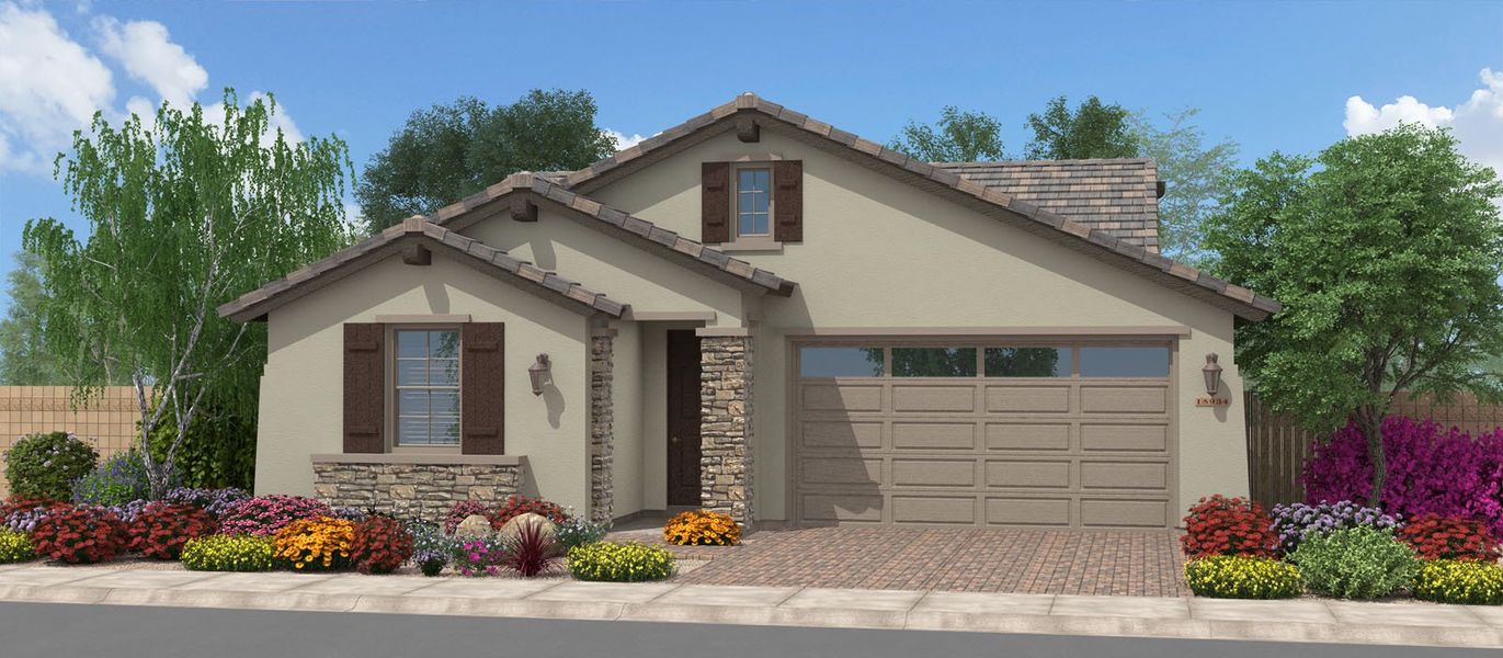 Representative exterior photo of a completed home built from the Pine Ridge by Fulton Homes in Silverado at Enclave, Litchfield Park, AZ (Image 6).