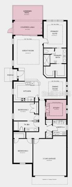 2D floor plan layout of this home in Esplanade at Wiregrass Ranch, Wesley Chapel, FL (Image 3).