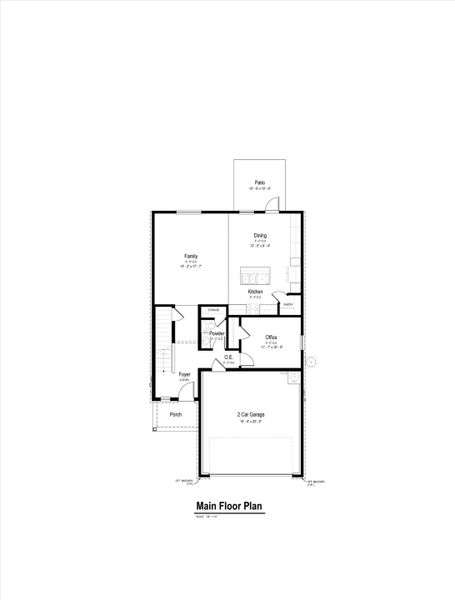 2D floor plan layout for the Oak View by View Homes in Highland Ridge, New Braunfels, TX (Image 3). 2D floor plan layout for the Oak View by View Homes in Highland Ridge, New Braunfels, TX (Image 3).