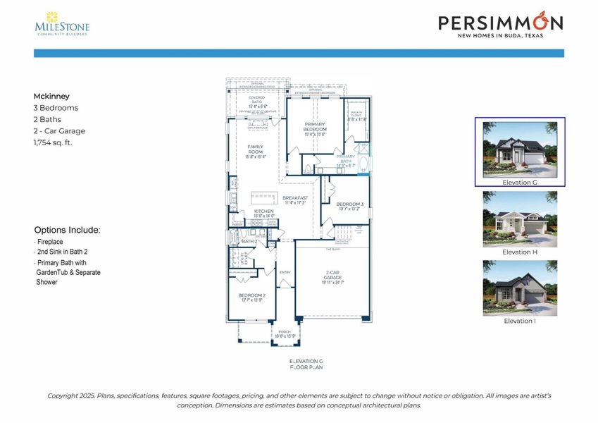 2D floor plan layout of this home in Persimmon, Buda, TX (Image 4).