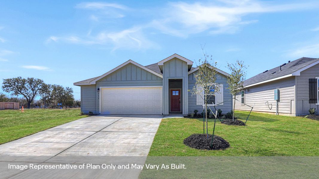Representative exterior photo of a completed home built from the The Harris by D.R. Horton in Paramount, Kyle, TX (Image 2). Representative exterior photo of a completed home built from the The Harris by D.R. Horton in Paramount, Kyle, TX (Image 2).