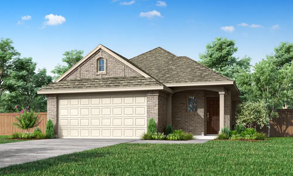 Representative exterior photo of a completed home built from the Corrigan by Pacesetter Homes in The Reserve at Spiritas Ranch, Little Elm, TX (Image 1). Representative exterior photo of a completed home built from the Corrigan by Pacesetter Homes in The Reserve at Spiritas Ranch, Little Elm, TX (Image 1).