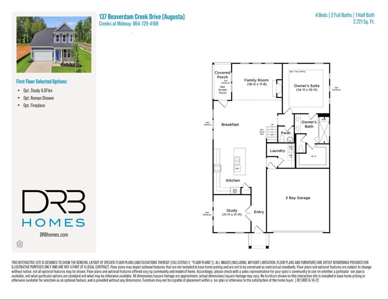 2D floor plan layout of this home in Creeks at Midway, Anderson, SC (Image 5).