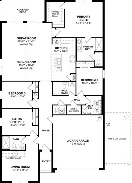 2D floor plan layout for the Passionflower II-ESP by K. Hovnanian® Homes in Aspire at Palm Coast, Palm Coast, FL (Image 4).