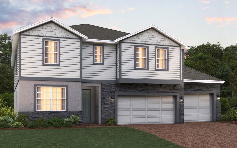 Representative exterior photo of a completed home built from the Sims 3-Car Garage by Trinity Family Builders in Trinity Gardens, Deland, FL (Image 4).