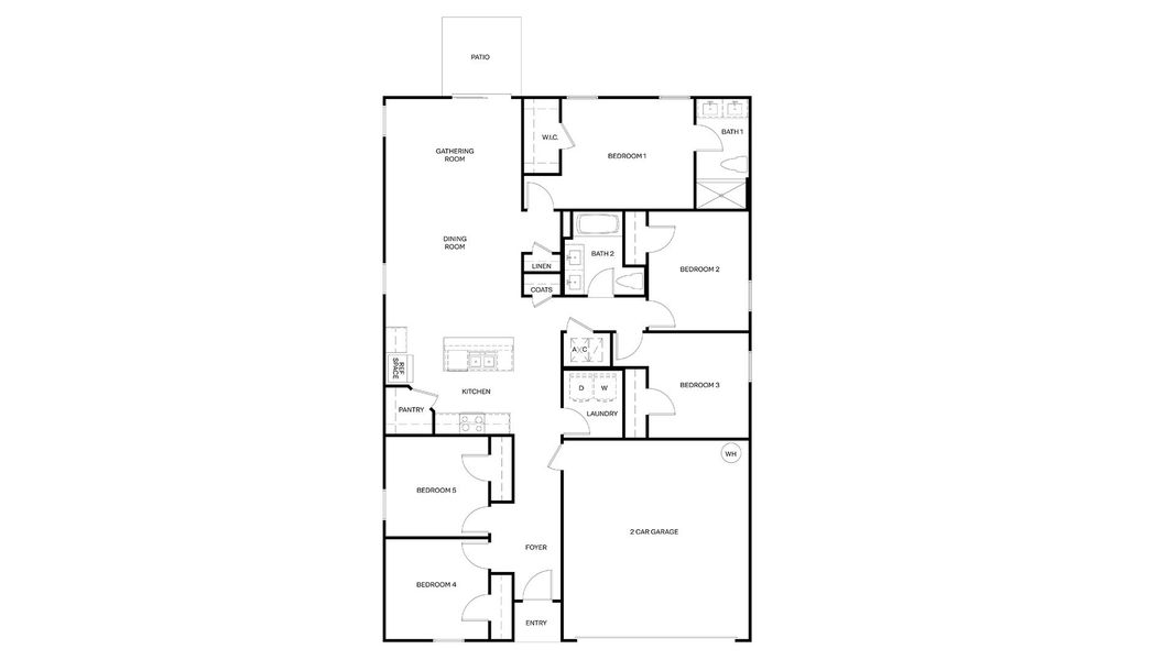 2D floor plan layout for the DUNDEE by D.R. Horton in Canopy Oaks, Kingsland, GA (Image 3).