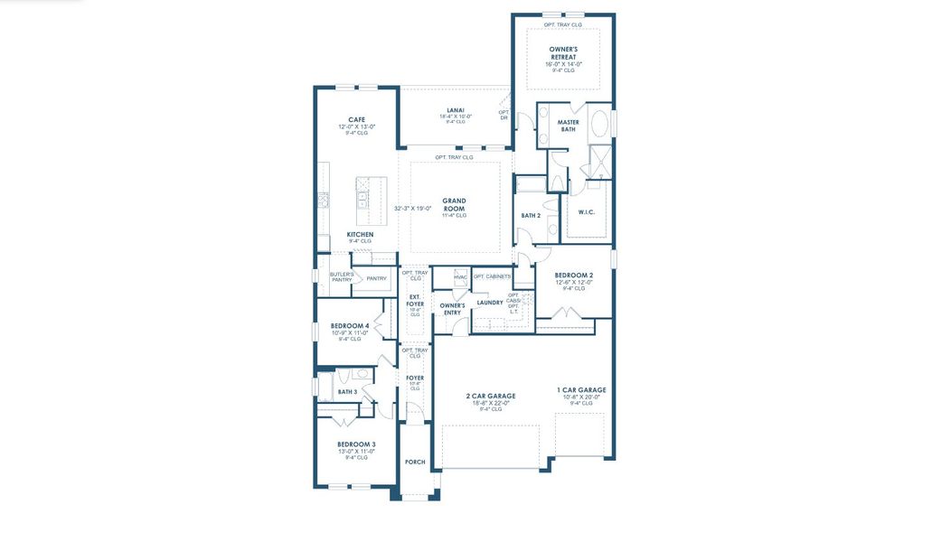 2D floor plan layout for the Bayside I by Homes by WestBay in Pasadena Ridge, Zephyrhills, FL (Image 3).