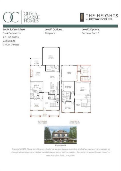 2D floor plan layout of this home in The Heights at Uptown Celina, Celina, TX (Image 3). 2D floor plan layout of this home in The Heights at Uptown Celina, Celina, TX (Image 3).