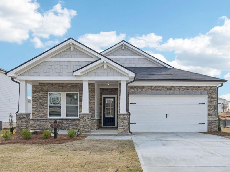 Front exterior of a new home in Parkside at Grayson, Grayson, GA, highlighting curb appeal (Image 1). Front exterior of a new home in Parkside at Grayson, Grayson, GA, highlighting curb appeal (Image 1).