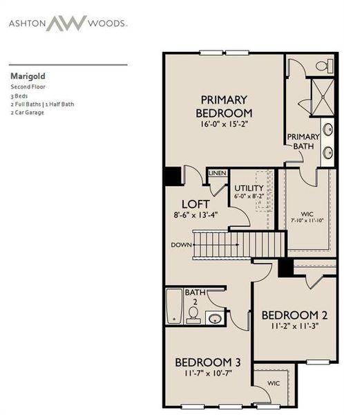 2D floor plan layout of this home in Leydenview, Mableton, GA (Image 5).