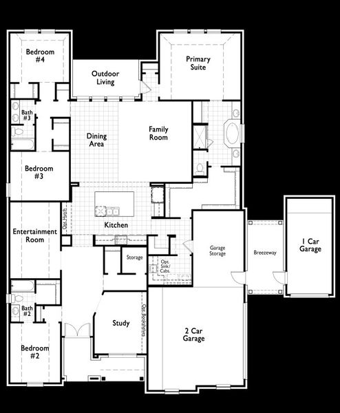 2D floor plan layout for the 213G by Highland Homes in Quail Hollow, Rockwall, TX (Image 4).