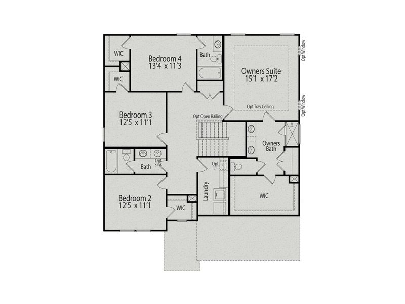 2D floor plan layout for the The Hickory II A by Davidson Homes LLC in Wellers Knoll, Lillington, NC (Image 4).