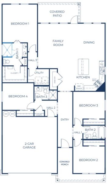 2D floor plan layout of this home in Three Creeks, Belton, TX (Image 3).
