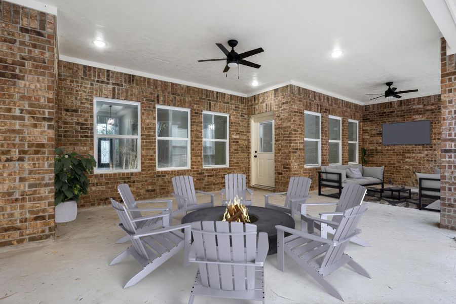 Sample of Home. Part of the back patio Virtually staged