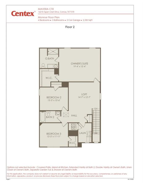 2D floor plan layout of this home in Mavera, Conroe, TX (Image 3).