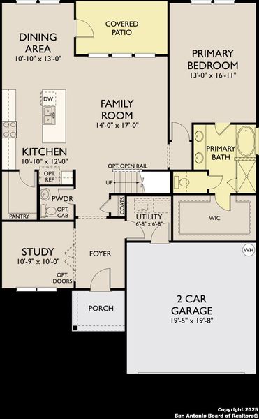 2D floor plan layout of this home in The Heights at Saddlebrook Ranch 60's, Schertz, TX (Image 3).