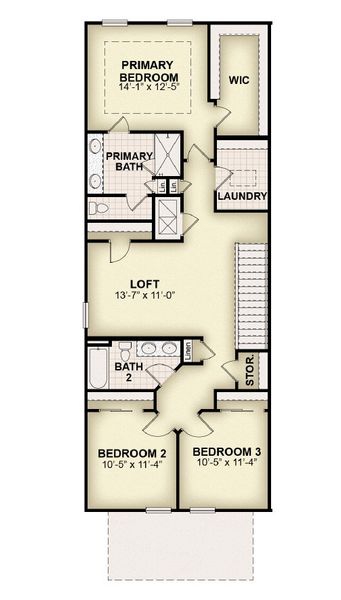 2D floor plan layout for the Charlotte by Rockwell Homes in Whaley Grove Townhomes, St. Cloud, FL (Image 14).
