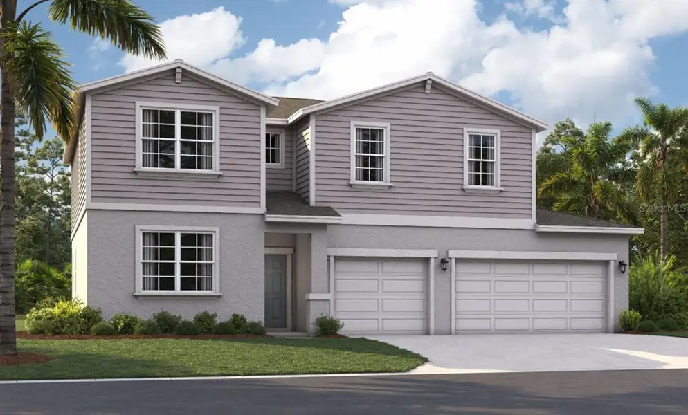 Front exterior of a new home in Groves at Grand Island, Grand Island, FL, highlighting curb appeal (Image 1). Front exterior of a new home in Groves at Grand Island, Grand Island, FL, highlighting curb appeal (Image 1).
