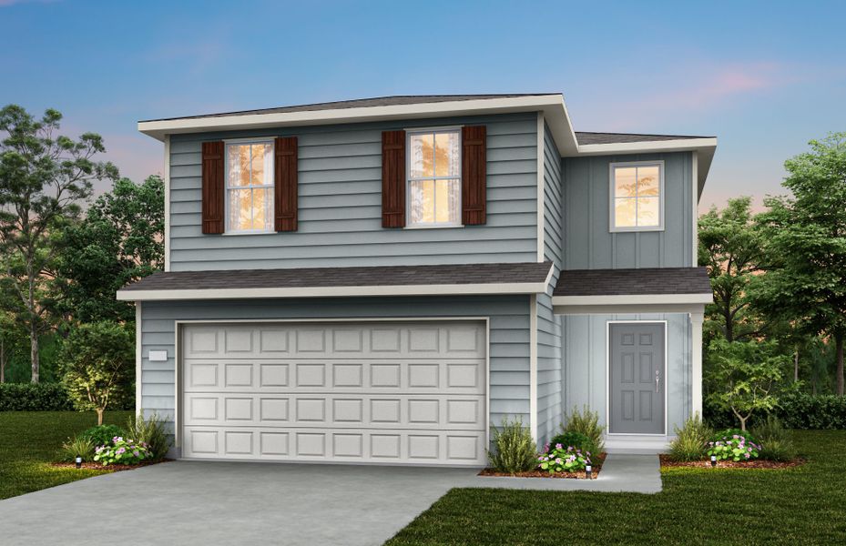 Representative exterior photo of a completed home built from the Frio by Centex in Ashford Crossing, Princeton, TX (Image 2). Representative exterior photo of a completed home built from the Frio by Centex in Ashford Crossing, Princeton, TX (Image 2).