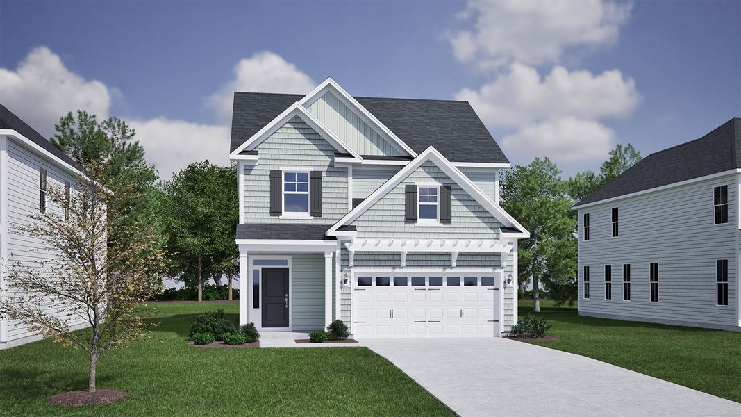 Front exterior of a new home in Sweetbrier, Durham, NC, highlighting curb appeal (Image 1). Front exterior of a new home in Sweetbrier, Durham, NC, highlighting curb appeal (Image 1).