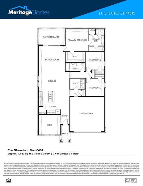2D floor plan layout of this home in Stonehaven, Seagoville, TX (Image 2).
