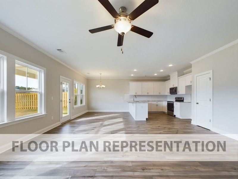 Living to Cafe and Kitchen | The 1807 Plan by Ivey Homes