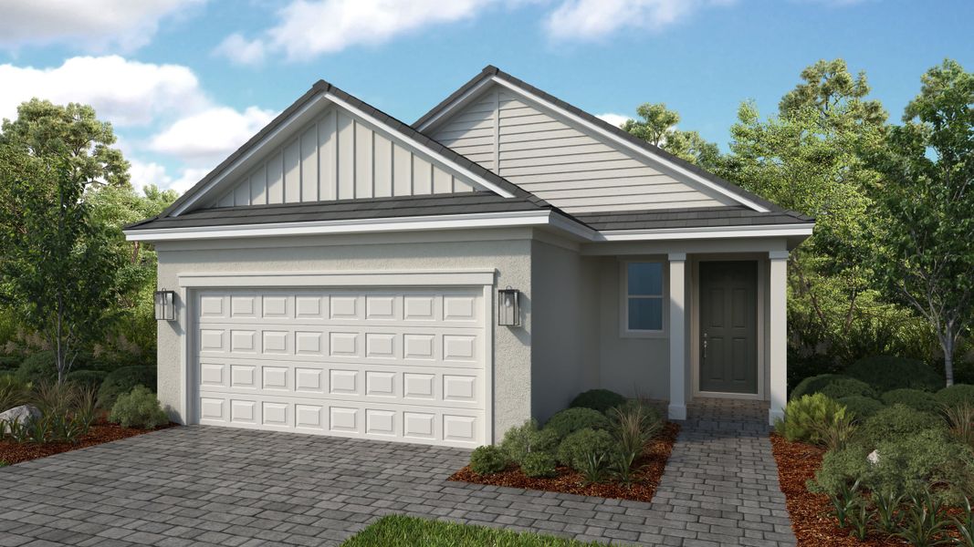 Representative exterior photo of a completed home built from the Vento by Taylor Morrison in Esplanade at Solaeris, Port St. Lucie, FL (Image 3). Representative exterior photo of a completed home built from the Vento by Taylor Morrison in Esplanade at Solaeris, Port St. Lucie, FL (Image 3).