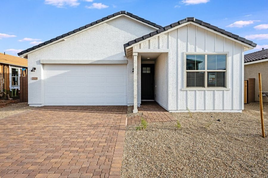 Representative exterior photo of a completed home built from the Sandstone by Taylor Morrison in Artisan at Asante Discovery Collection, Surprise, AZ (Image 18). Representative exterior photo of a completed home built from the Sandstone by Taylor Morrison in Artisan at Asante Discovery Collection, Surprise, AZ (Image 18).