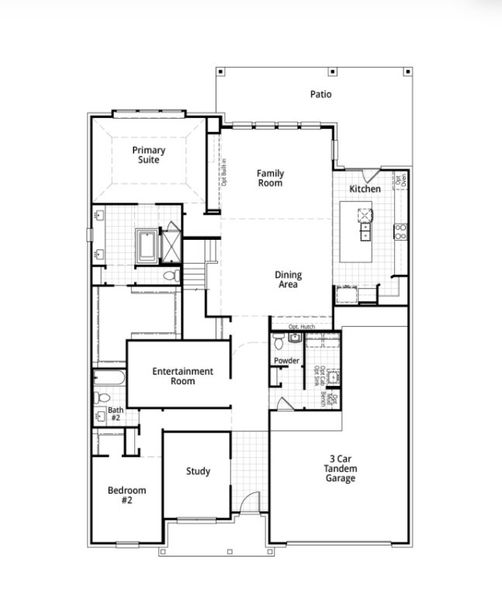 2D floor plan layout for the Foxleigh by Highland Homes in Meraki: 60ft. lots, Forney, TX (Image 33).