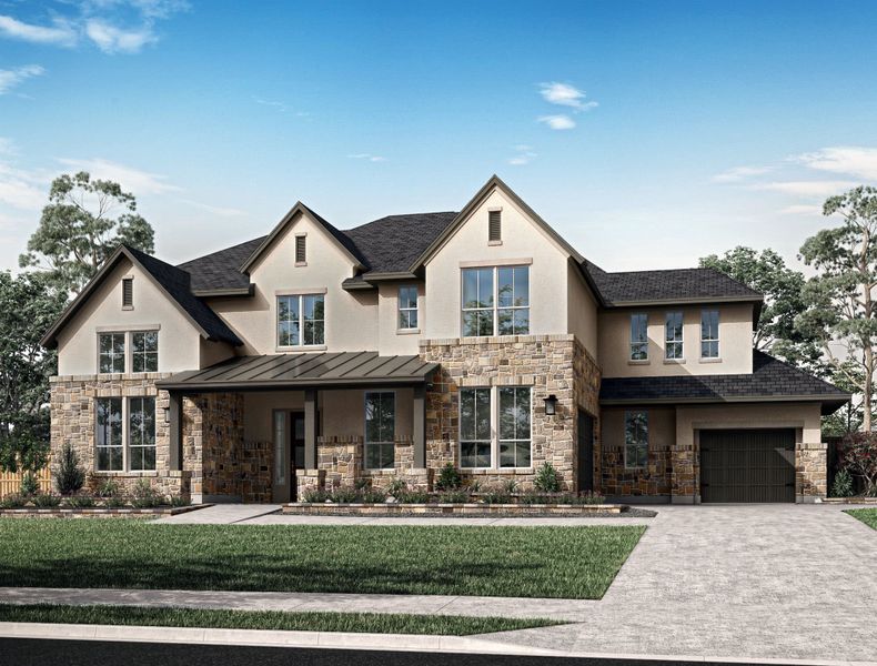 Representative exterior photo of a completed home built from the Verona by Tri Pointe Homes in Sienna 80′, Missouri City, TX (Image 24).