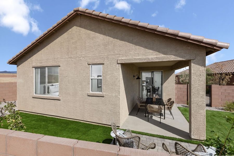 Representative exterior details of a home built from the 1727 by KB Home in Mandarina Reserve, Marana (Image 3).