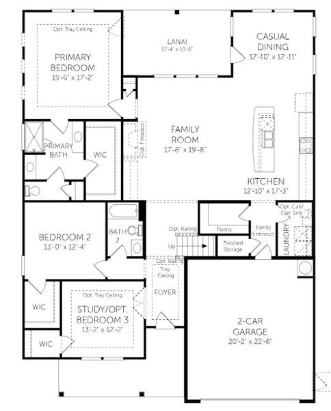 2D floor plan layout for the Calabash - Single Family Homes by Dream Finders Homes in Furnie's Place, Loris, SC (Image 3). 2D floor plan layout for the Calabash - Single Family Homes by Dream Finders Homes in Furnie's Place, Loris, SC (Image 3).