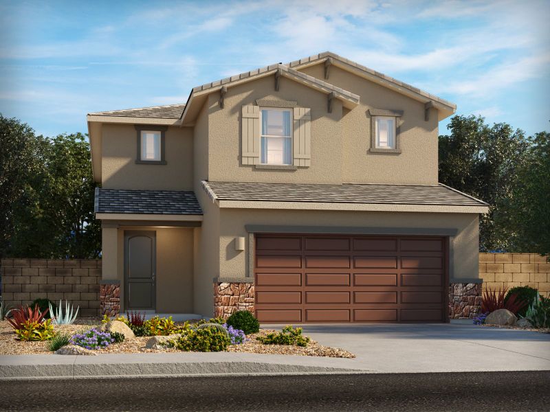 Representative exterior photo of a completed home built from the San Gabriel by Meritage Homes in Las Patrias at Star Valley II, Tucson, AZ (Image 14).