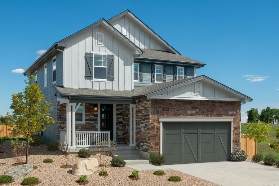 Representative exterior photo of a completed home built from the 2193 Modeled by KB Home in Windsong, Thornton, CO (Image 13).