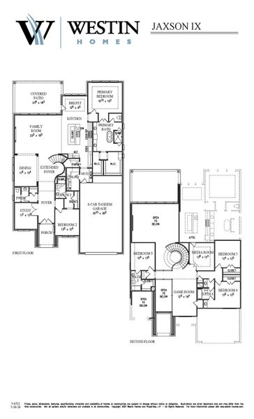 2D floor plan layout for the The Jaxson IX by Westin Homes in Audubon, Magnolia, TX (Image 4).