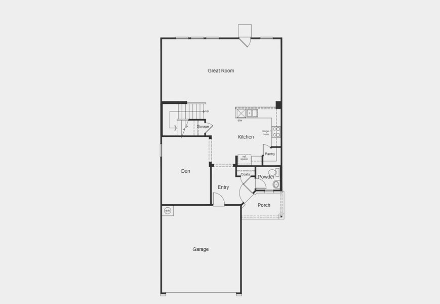 2D floor plan layout for the Plan 2458 Modeled by KB Home in Stoney Chase, Del Valle, TX (Image 15).