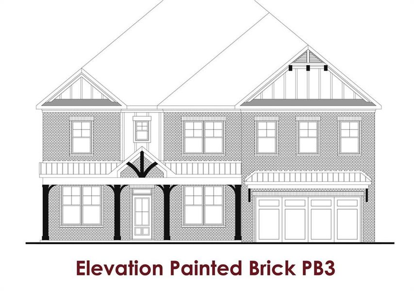 Exterior rendering of this home design in Rosewood Lake Estates, Hoschton, GA (Image 4).