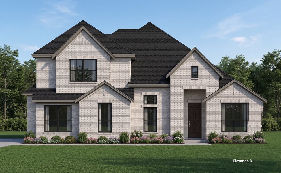 Representative exterior photo of a completed home built from the Windsor by John Houston Homes in Levante - 1 Acre Lots, Waxahachie, TX (Image 5).