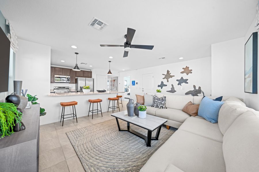 Representative furnished interior of a home built from the Horizon by Risewell Homes in Wildera, San Tan Valley (Image 3). Representative furnished interior of a home built from the Horizon by Risewell Homes in Wildera, San Tan Valley (Image 3).