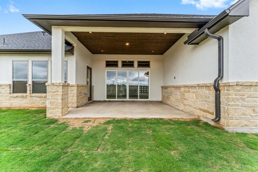 Covered Rear Patio with Ceiling Detail