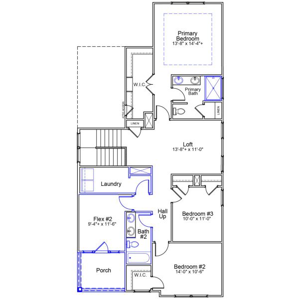 2D floor plan layout of this home in Landmark Commons, Boiling Springs, SC (Image 3).