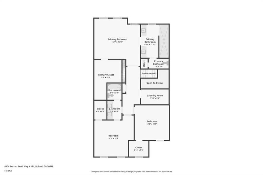 2D floor plan layout of this home in Millcroft Townhomes, Buford, GA (Image 5).