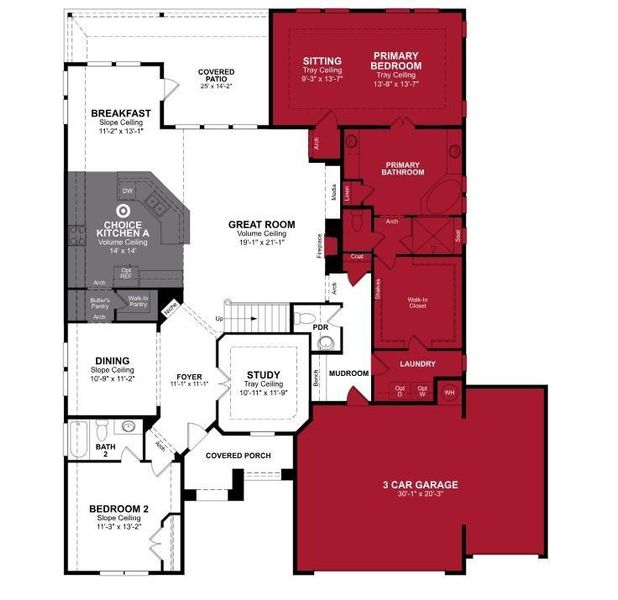 2D floor plan layout of this home in The Villages of Hurricane Creek: Overlook 70', Anna, TX (Image 3).