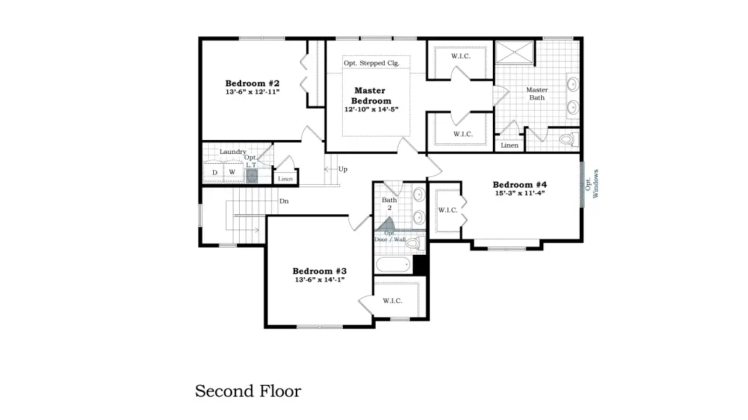 2D floor plan layout for the The Georgetown II by Norfolk Homes in Offsite Builds Southern Michigan, Ann Arbor, MI (Image 4).