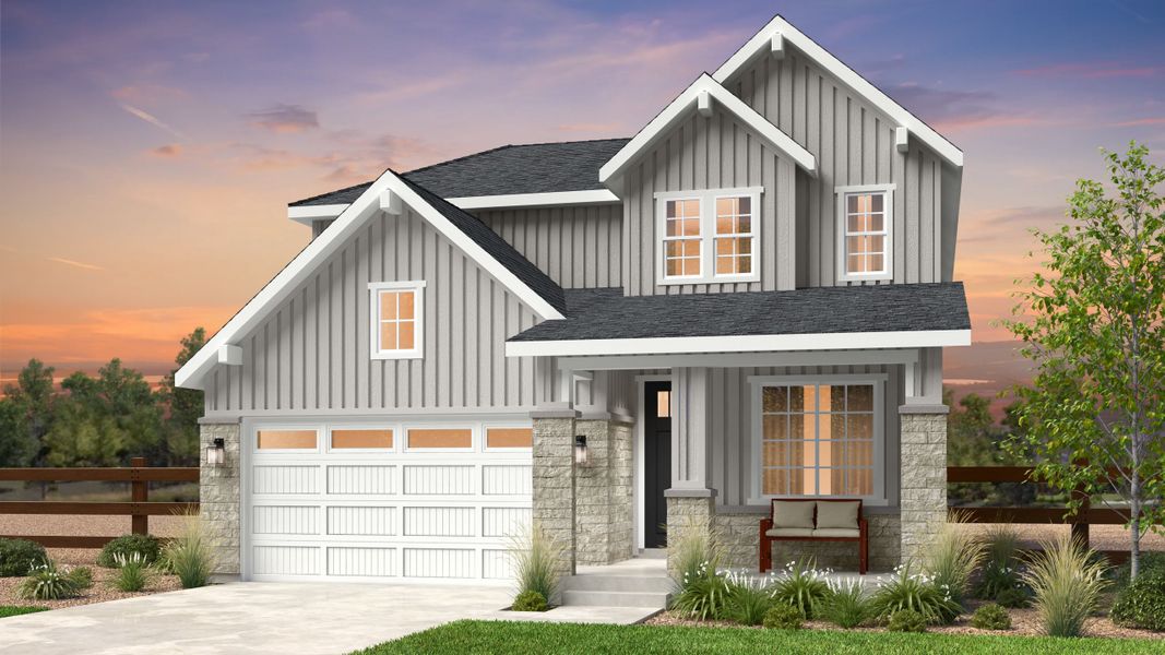 Representative exterior photo of a completed home built from the Estes by Taylor Morrison in The Town Collection at Independence, Elizabeth, CO (Image 21).